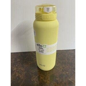 Ello 32 oz Water Bottle Screw Type Pop Top/ Straw-Lemonade Yellow